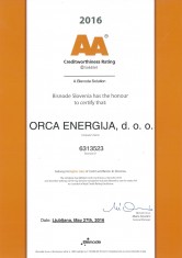 Creditworthiness Rating AA Orca Energija